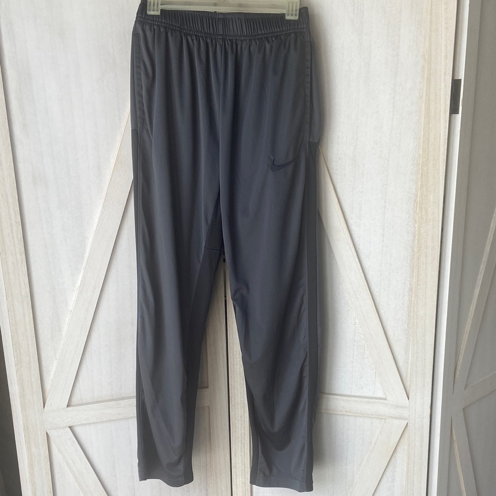 Nike Boys Dri-fit Lightweight Running pants dark gray with side detail, Size YL
